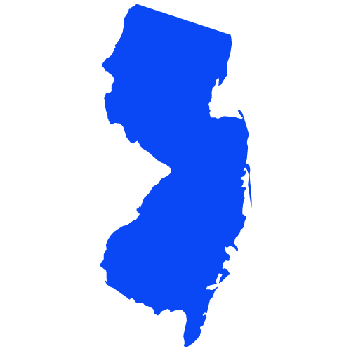 outline of the state of new jersey in bright blue