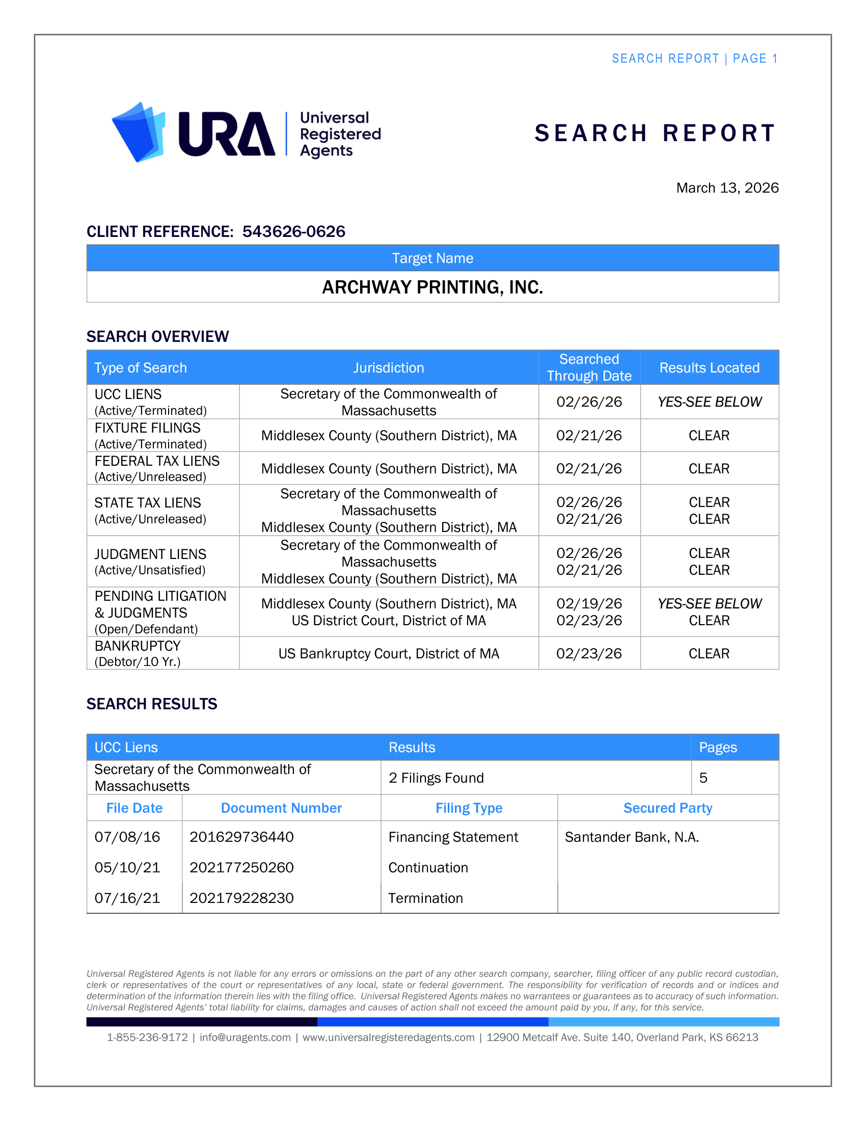 UCC Search Report - Page 1